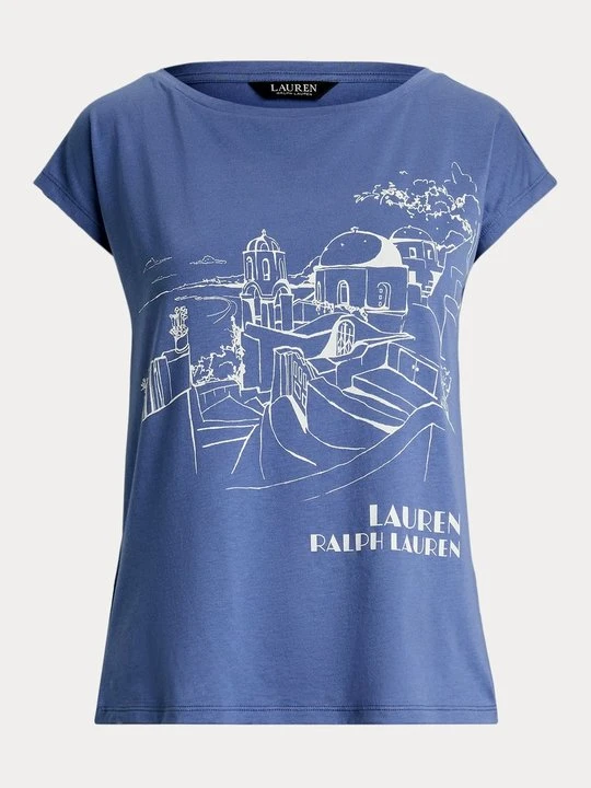 Zdjęcie produktu T-shirt z nadrukiem Lauren Ralph Lauren niebieski