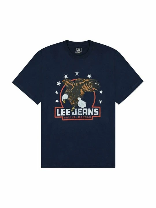 Zdjęcie produktu T-shirt z nadrukiem Lee granatowy