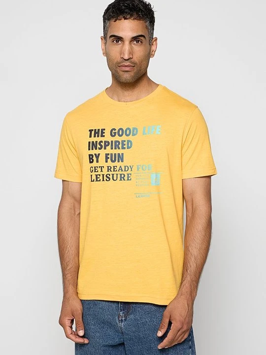 Zdjęcie produktu T-shirt z nadrukiem Lerros żółty