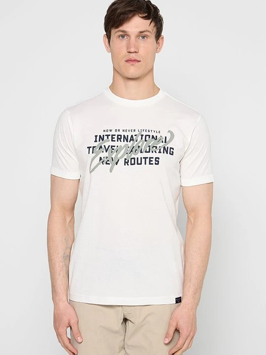 Zdjęcie produktu T-shirt z nadrukiem Lerros mleczny