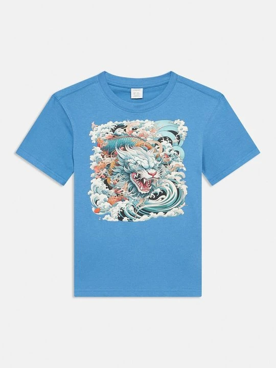 Zdjęcie produktu T-shirt z nadrukiem Lindex niebieski denim