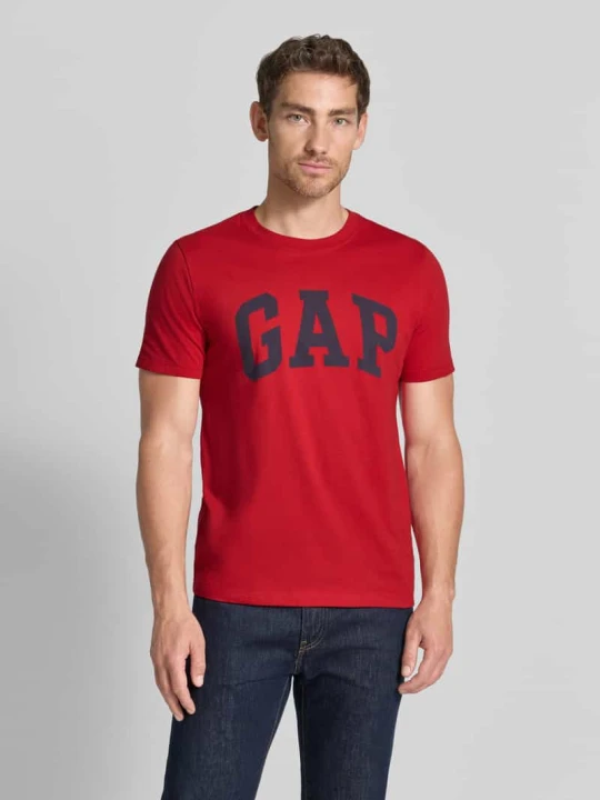 Zdjęcie produktu t-shirt o kroju regular fit z czystej bawełny model 'EVERYDAY SOFT' GAP Czerwony