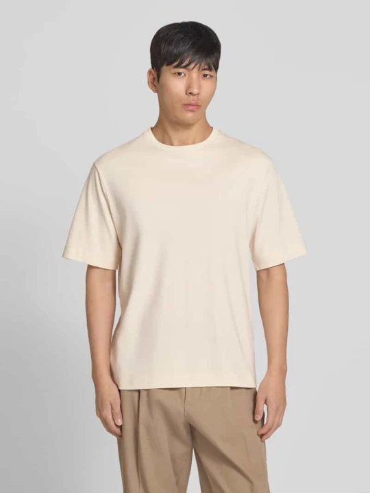 Zdjęcie produktu T-shirt z nadrukiem logo i okrągłym dekoltem Profuomo Złamany biały