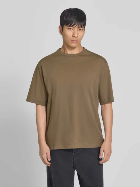 Zdjęcie produktu T-shirt z nadrukiem logo i okrągłym dekoltem Profuomo Jasnobrązowy