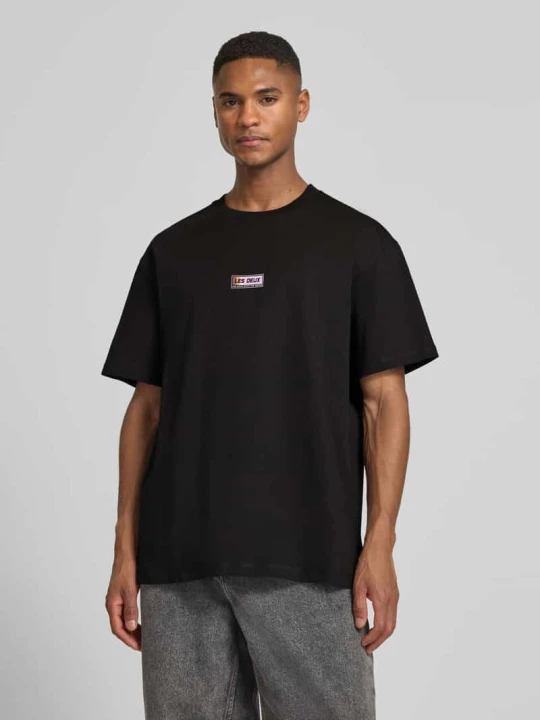 Zdjęcie produktu T-shirt z nadrukiem logo model 'Chase' Les Deux Czarny