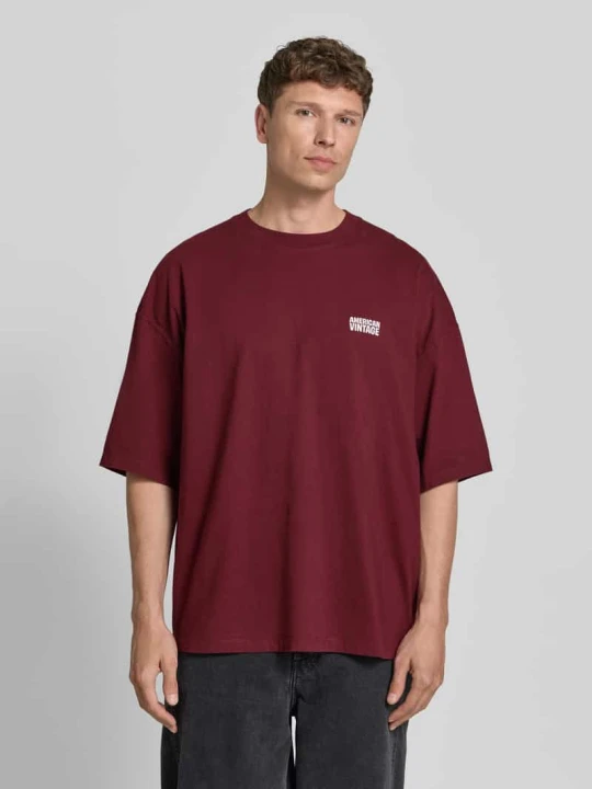 Zdjęcie produktu T-shirt z nadrukiem logo model 'GIXY' American Vintage Bordowy