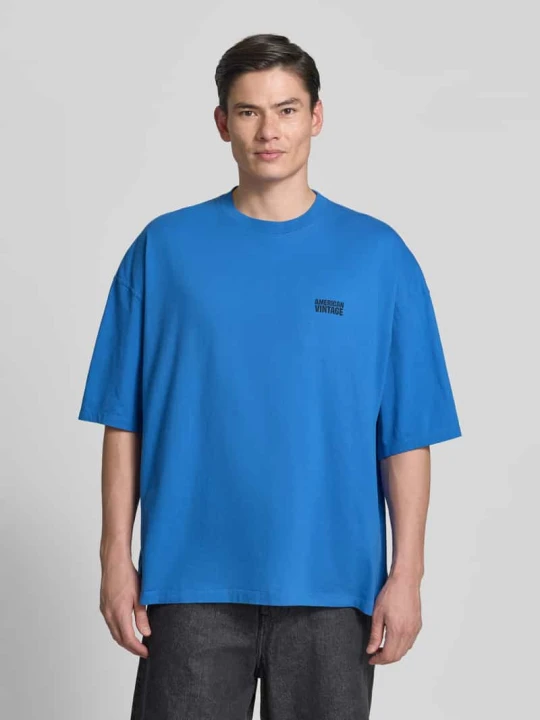 Zdjęcie produktu T-shirt z nadrukiem logo model 'GIXY' American Vintage Jasnoniebieski