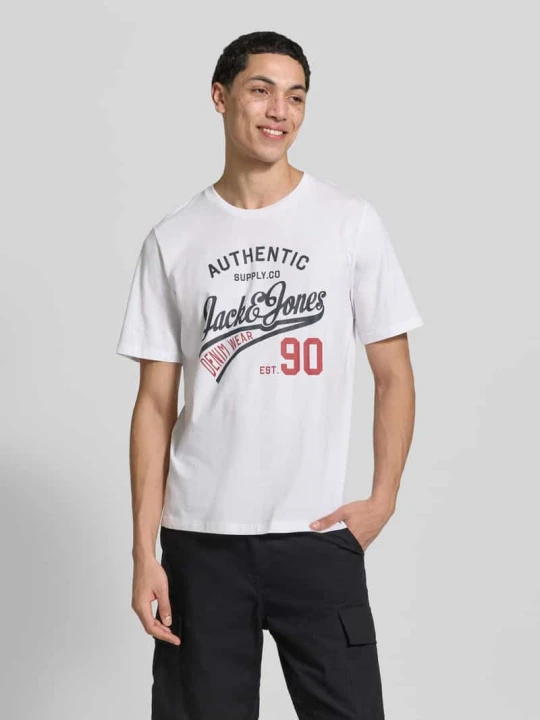 Zdjęcie produktu T-shirt z nadrukiem logo w 3‑pakiecie model 'ETHAN' Jack&Jones Czarny