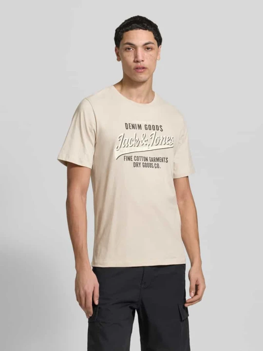 Zdjęcie produktu T-shirt z nadrukiem logo w 3‑pakiecie model 'ETHAN' Jack&Jones Oliwkowy