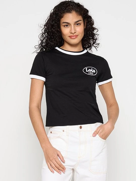 Zdjęcie produktu T-shirt z nadrukiem LOIS JEANS czarny