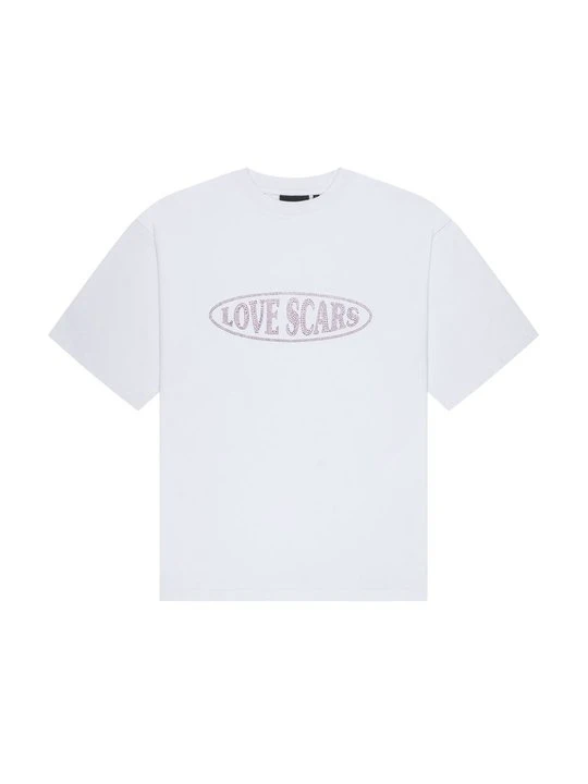 Zdjęcie produktu T-shirt z nadrukiem LOVE SCARS liliowy