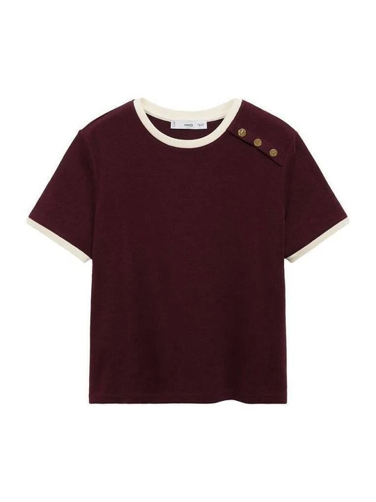 Zdjęcie produktu T-shirt z nadrukiem Mango bordowy