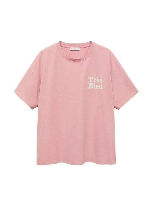 Zdjęcie produktu T-shirt z nadrukiem Mango różowy