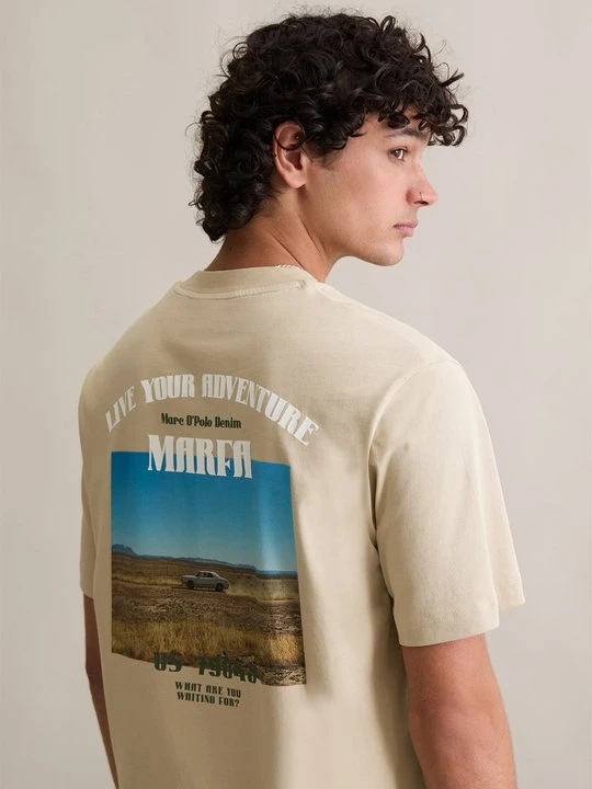 Zdjęcie produktu T-shirt z nadrukiem Marc O'Polo beżowy