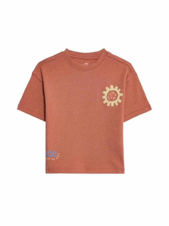 Zdjęcie produktu T-shirt z nadrukiem Marks & Spencer bordowy