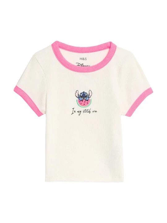Zdjęcie produktu T-shirt z nadrukiem Marks & Spencer mleczny