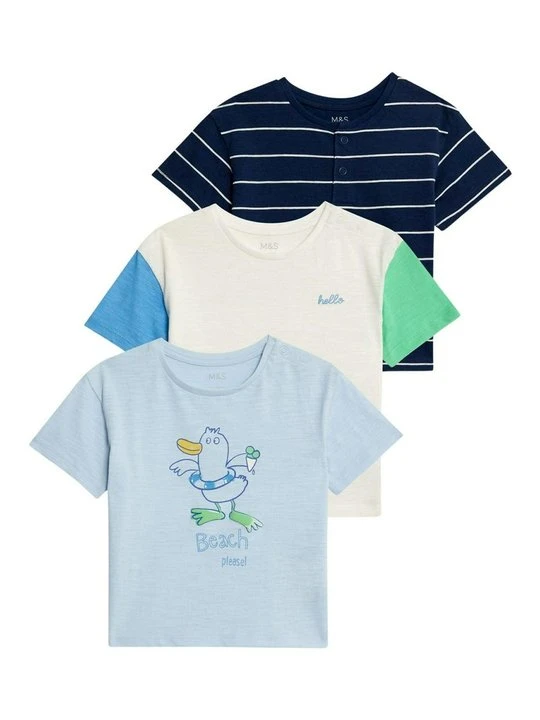 Zdjęcie produktu T-shirt z nadrukiem Marks & Spencer niebieski melanż