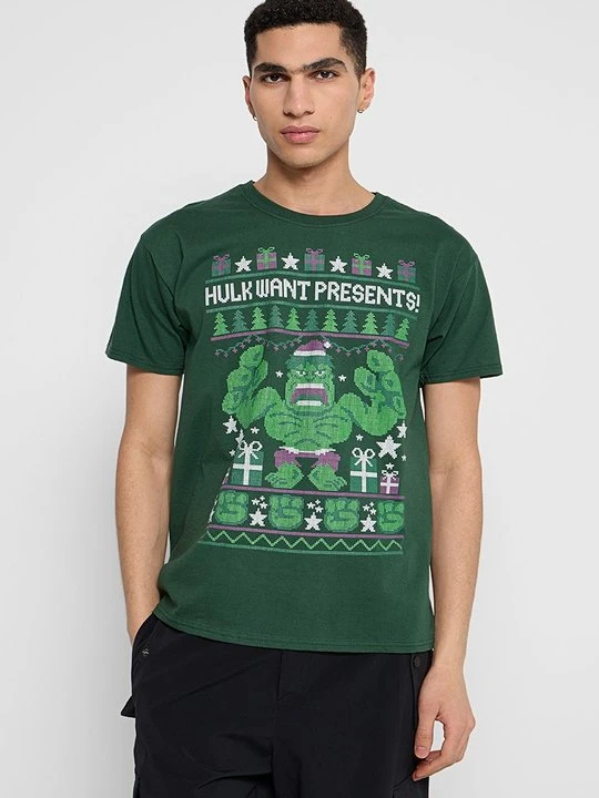 Zdjęcie produktu T-shirt z nadrukiem Marvel ciemnozielony