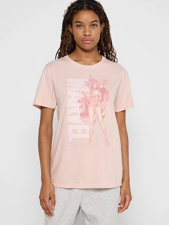 Zdjęcie produktu T-shirt z nadrukiem Marvel jasnoróżowy