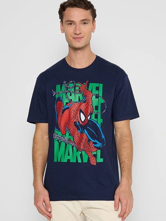 Zdjęcie produktu T-shirt z nadrukiem Marvel granatowy