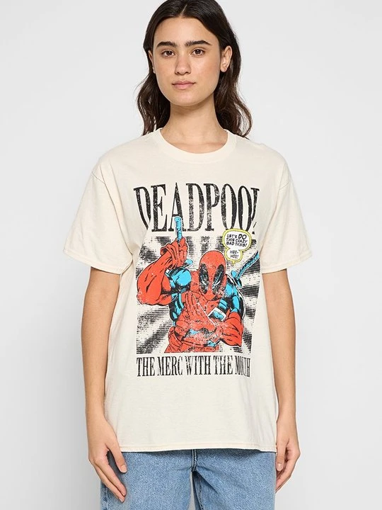 Zdjęcie produktu T-shirt z nadrukiem Marvel beżowy
