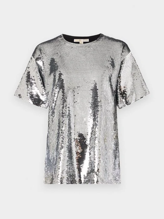 Zdjęcie produktu T-shirt z nadrukiem Michael Kors srebrny