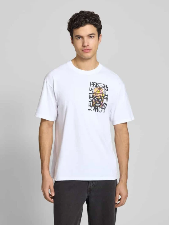 Zdjęcie produktu t-shirt z nadrukiem model 'HATTY MAN' Edwin Biały