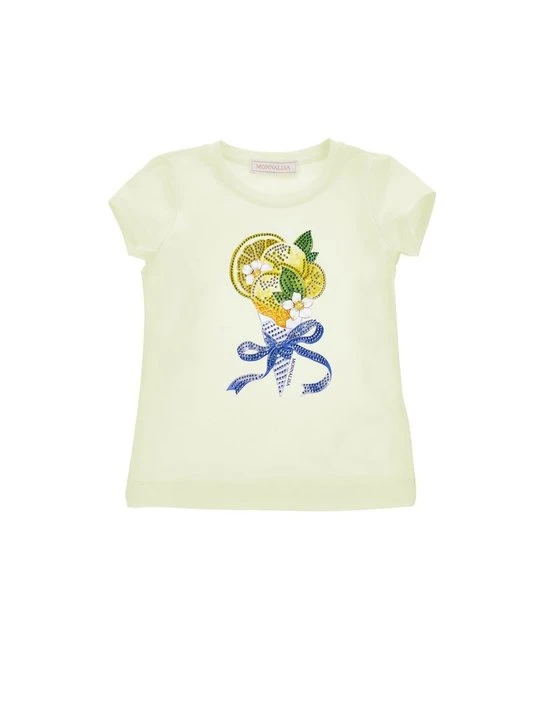 Zdjęcie produktu T-shirt z nadrukiem Monnalisa jasnożółty