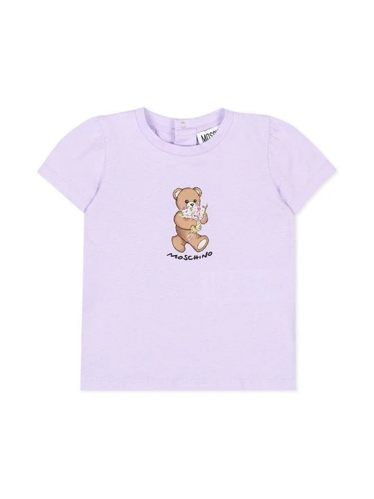 Zdjęcie produktu T-shirt z nadrukiem MOSCHINO liliowy