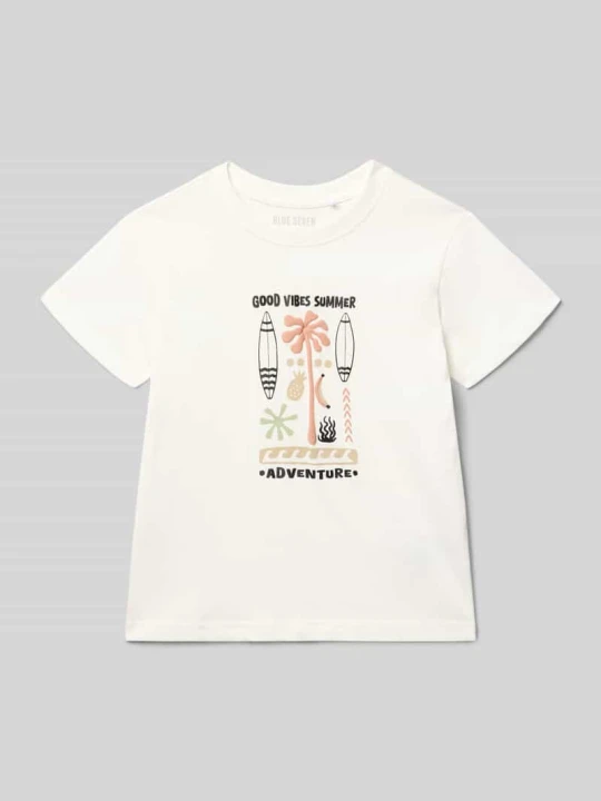 Zdjęcie produktu T-shirt z nadrukiem motywu BLUE SEVEN Złamany biały