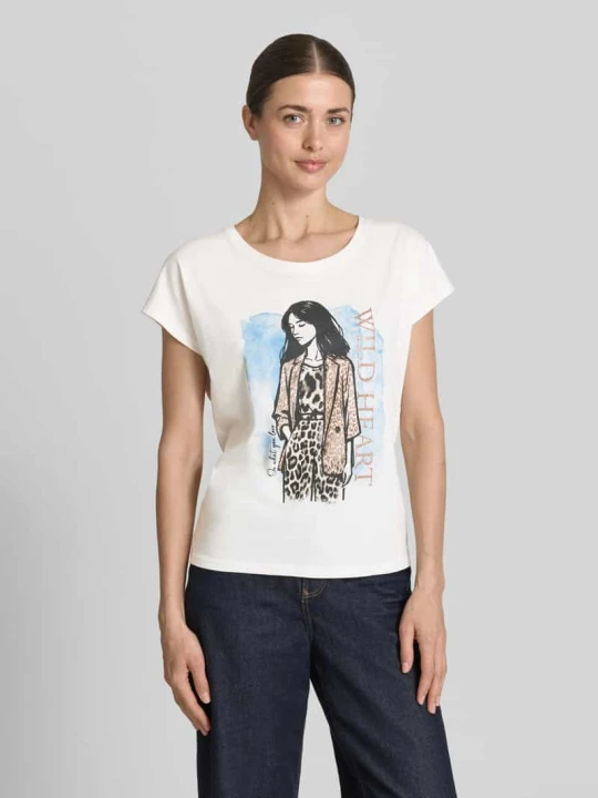 Zdjęcie produktu T-shirt z nadrukiem motywu Christian Berg Złamany biały