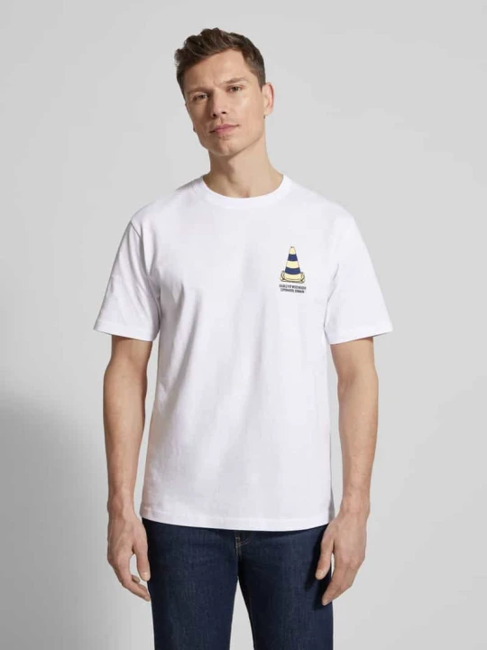 Zdjęcie produktu T-shirt z nadrukiem motywu i logo z tyłu Wood Wood Biały