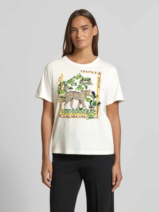 Zdjęcie produktu T-shirt z nadrukiem motywu Marc Cain Biały