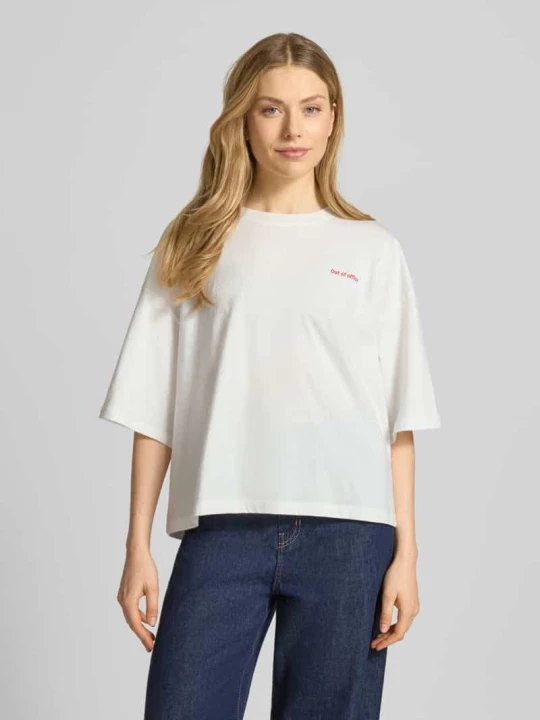 Zdjęcie produktu T-shirt z nadrukiem motywu z tyłu model 'NICA' Ichi Złamany biały