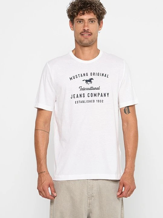 Zdjęcie produktu T-shirt z nadrukiem Mustang biały