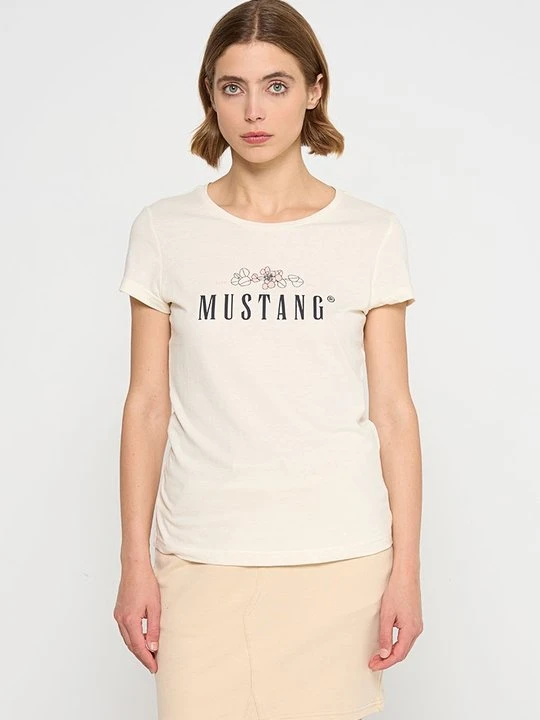 Zdjęcie produktu T-shirt z nadrukiem Mustang mleczny
