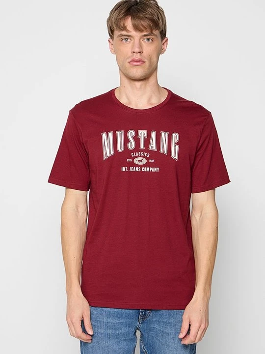 Zdjęcie produktu T-shirt z nadrukiem Mustang bordowy