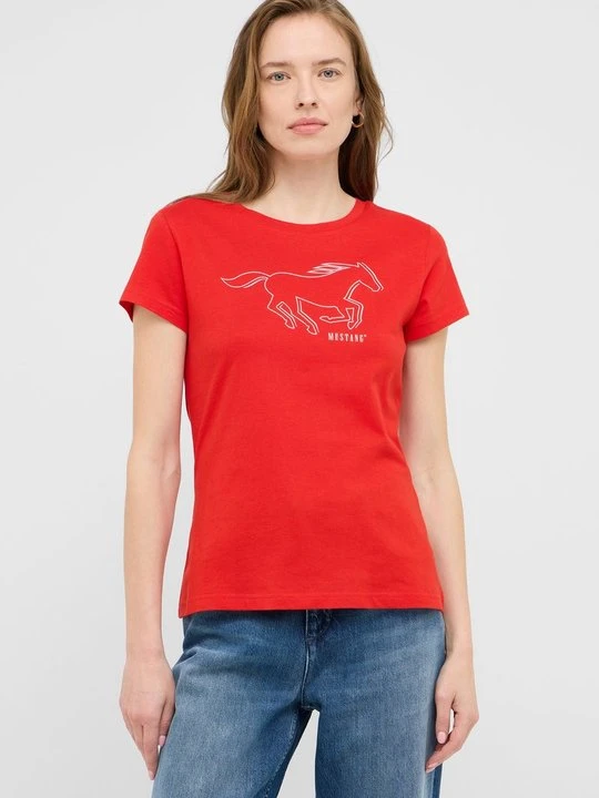 Zdjęcie produktu T-shirt z nadrukiem Mustang czerwony