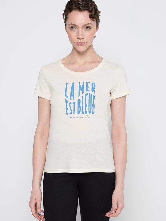 Zdjęcie produktu T-shirt z nadrukiem Mustang mleczny