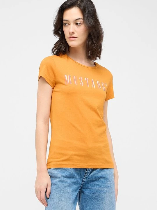 Zdjęcie produktu T-shirt z nadrukiem Mustang pomarańczowy