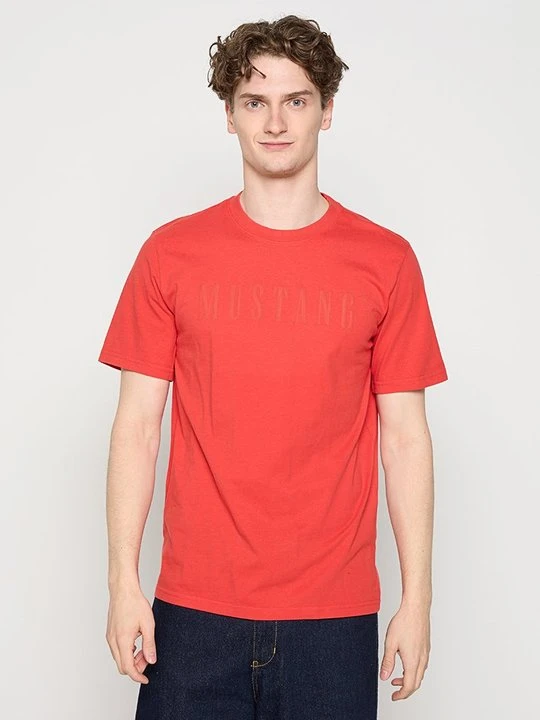 Zdjęcie produktu T-shirt z nadrukiem Mustang ciemnoczerwony