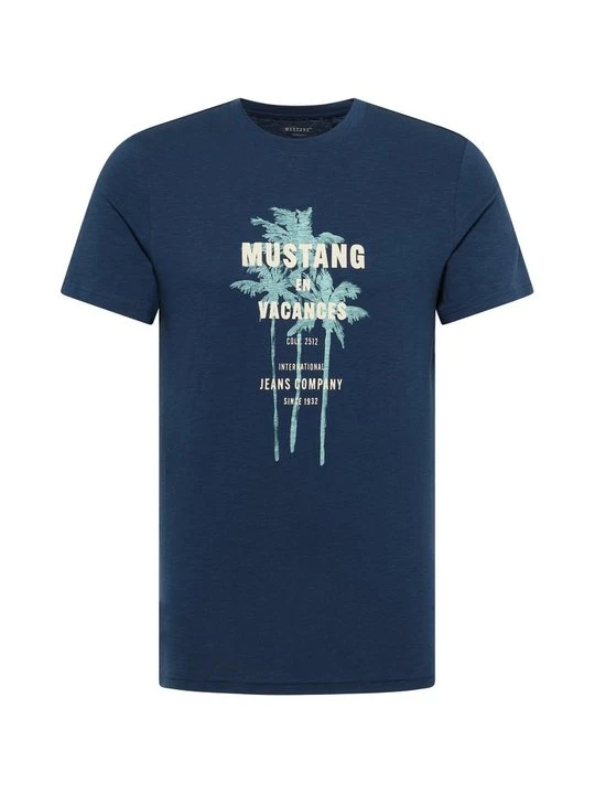 Zdjęcie produktu T-shirt z nadrukiem Mustang niebieski denim