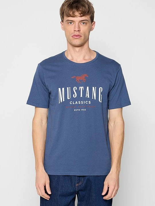 Zdjęcie produktu T-shirt z nadrukiem Mustang błękit królewski