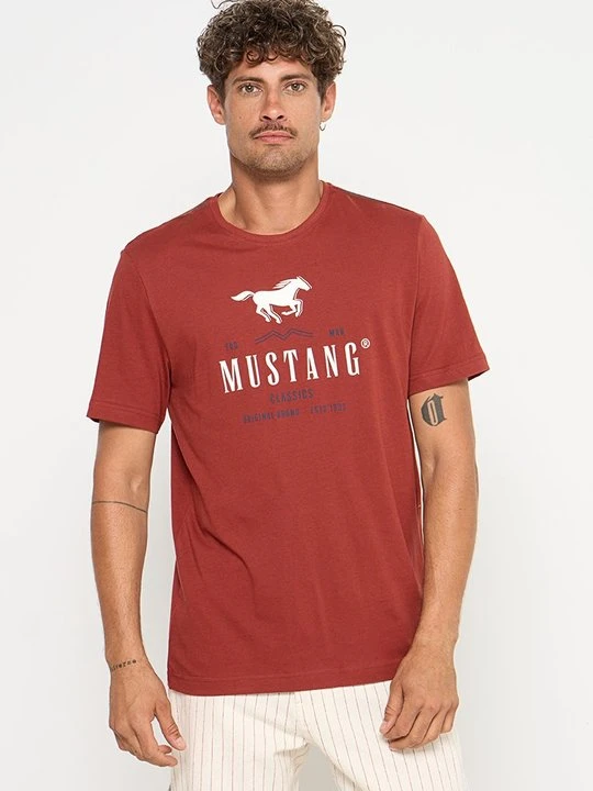 Zdjęcie produktu T-shirt z nadrukiem Mustang czerwony