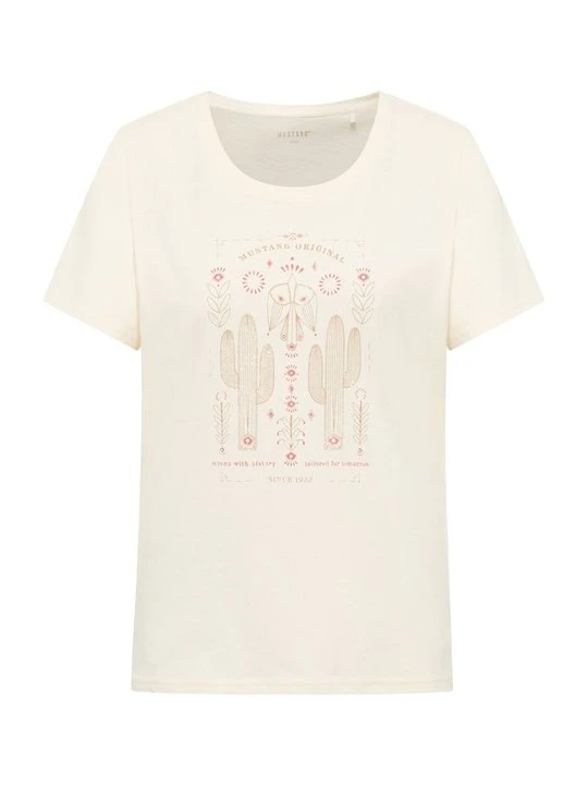 Zdjęcie produktu T-shirt z nadrukiem Mustang mleczny