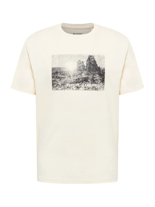 Zdjęcie produktu T-shirt z nadrukiem Mustang mleczny