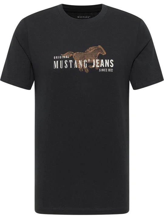 Zdjęcie produktu T-shirt z nadrukiem Mustang czarny melanż