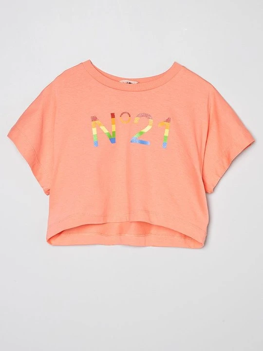 Zdjęcie produktu T-shirt z nadrukiem N°21 morelowy