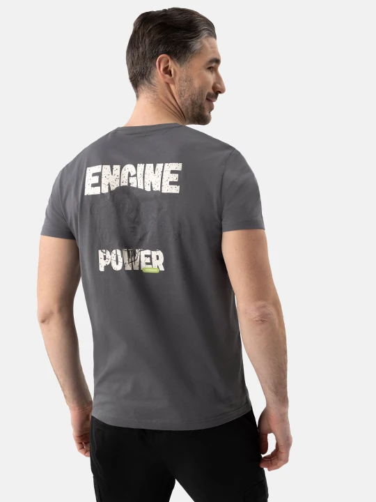 Zdjęcie produktu T-shirt z nadrukiem na plecach T-ENGIN Volcano Szary