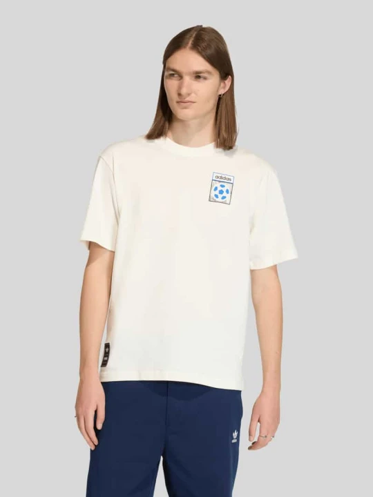 Zdjęcie produktu T-shirt z nadrukiem na plecach z czystej bawełny adidas Originals Złamany biały